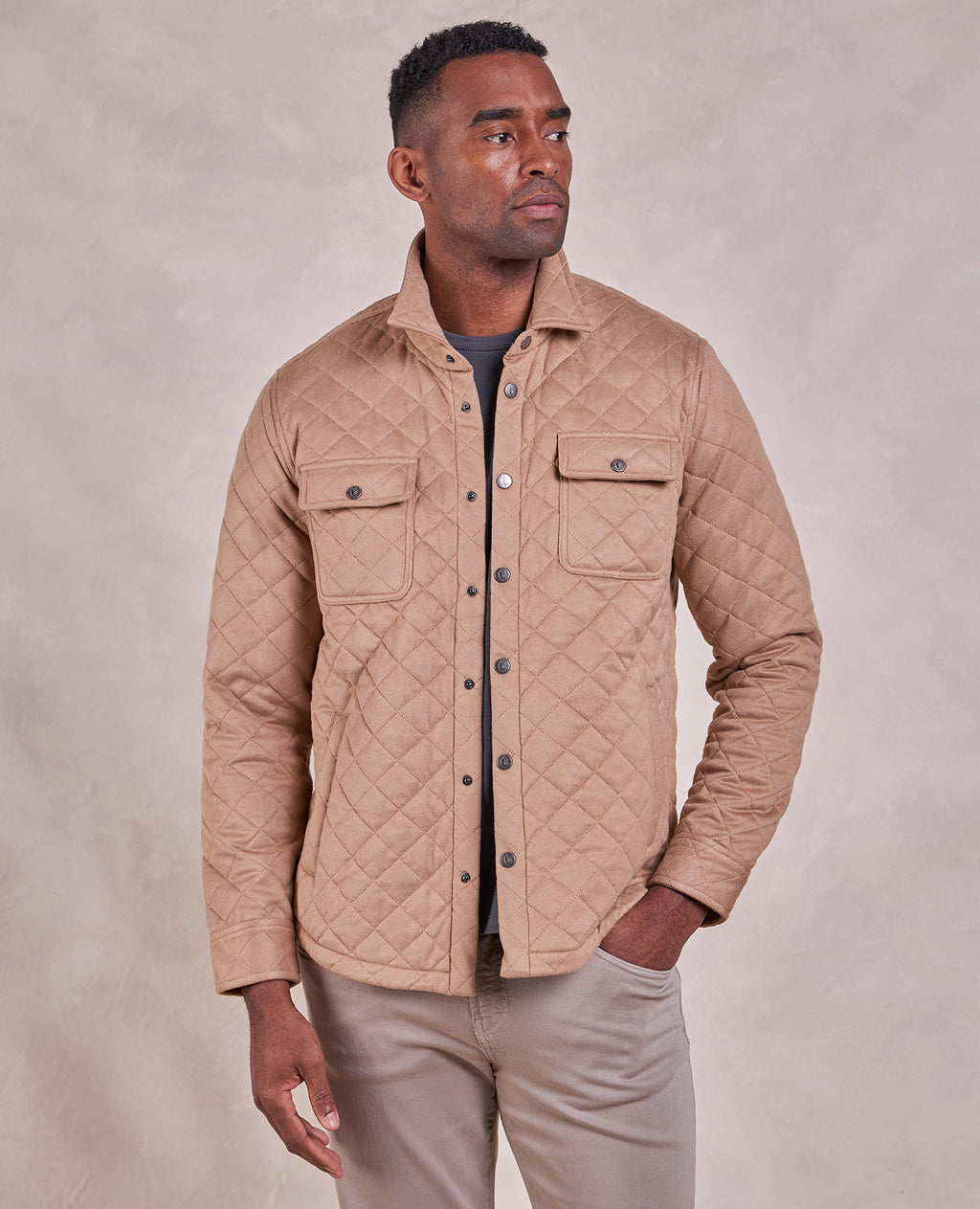 The Pike - Quilted Shirt Jacket - Camel